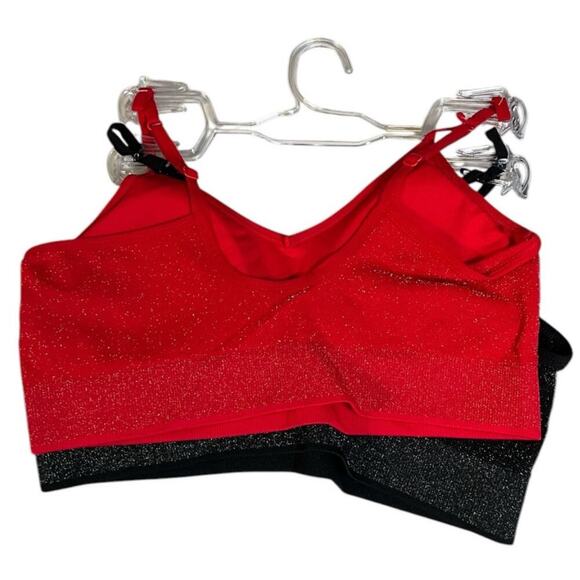 Abound 2 Pack NWT Padded Sports Bras Red & Black Shimmer Size Small Wear 2 Ways - Picture 3 of 8